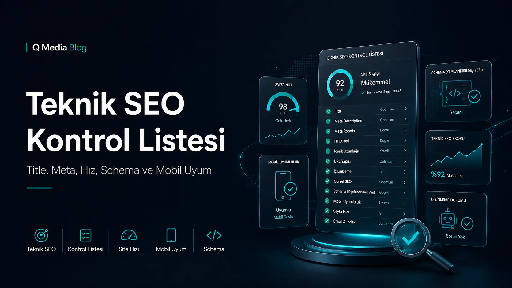 Teknik SEO Kontrol Listesi: Title, Meta, Hız, Schema ve Mobil Uyum