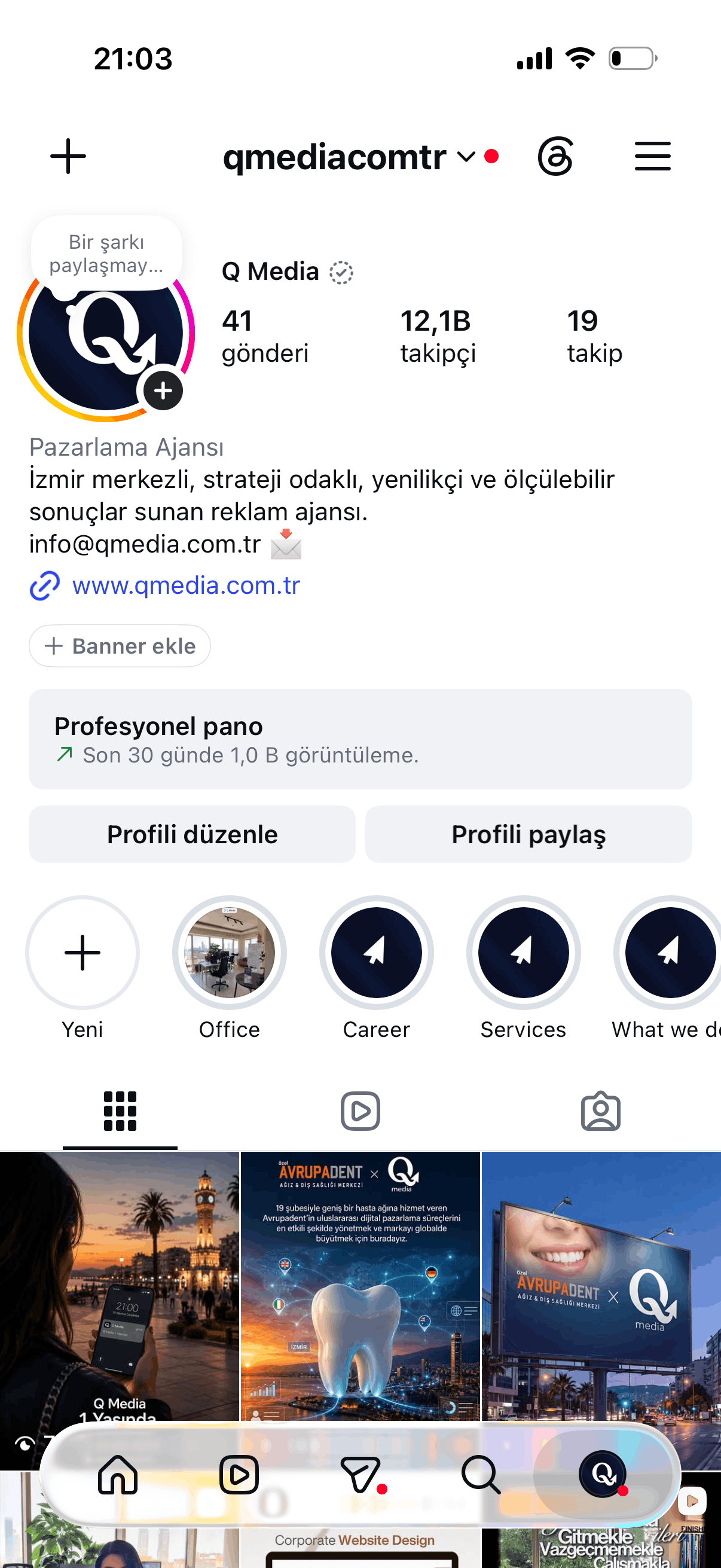 Q Media Instagram profili